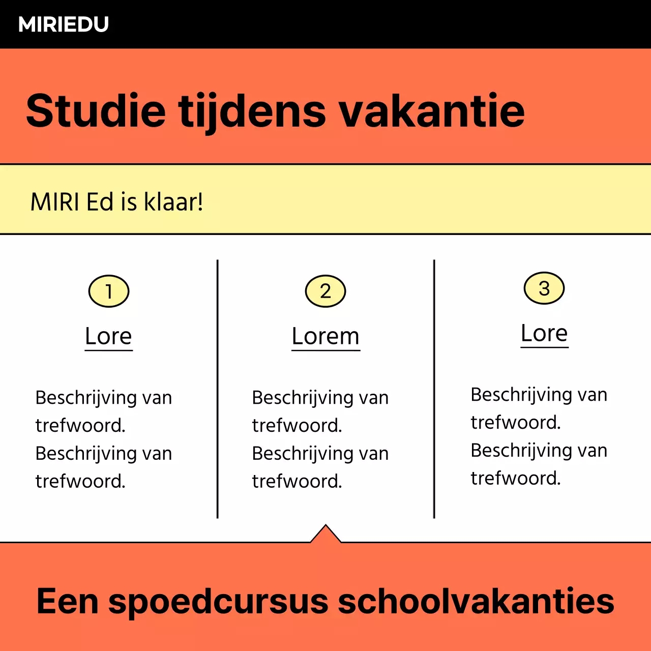 Promoot schoolvakantiespecials in oranje en zwart.