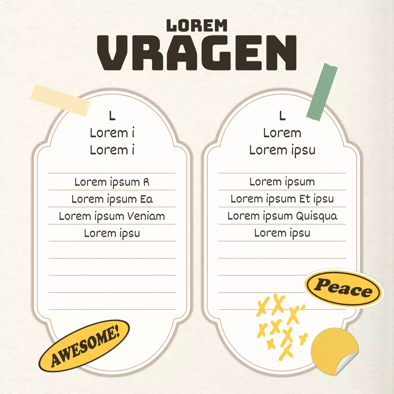 Vintage persoonlijke eindejaarspost in geel en ivoor