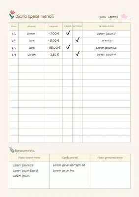 Un semplice diario delle spese in avorio e beige