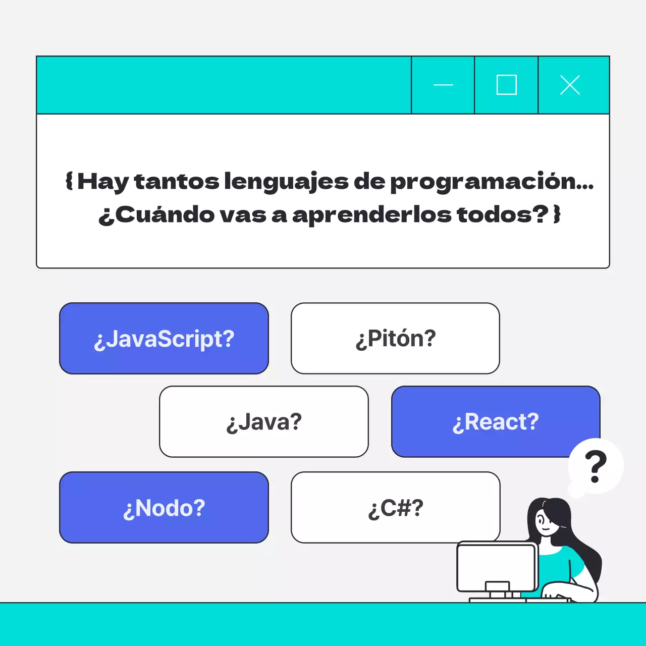 Promover la enseñanza de la codificación del desarrollo web en un estilo cibernético de color azul claro