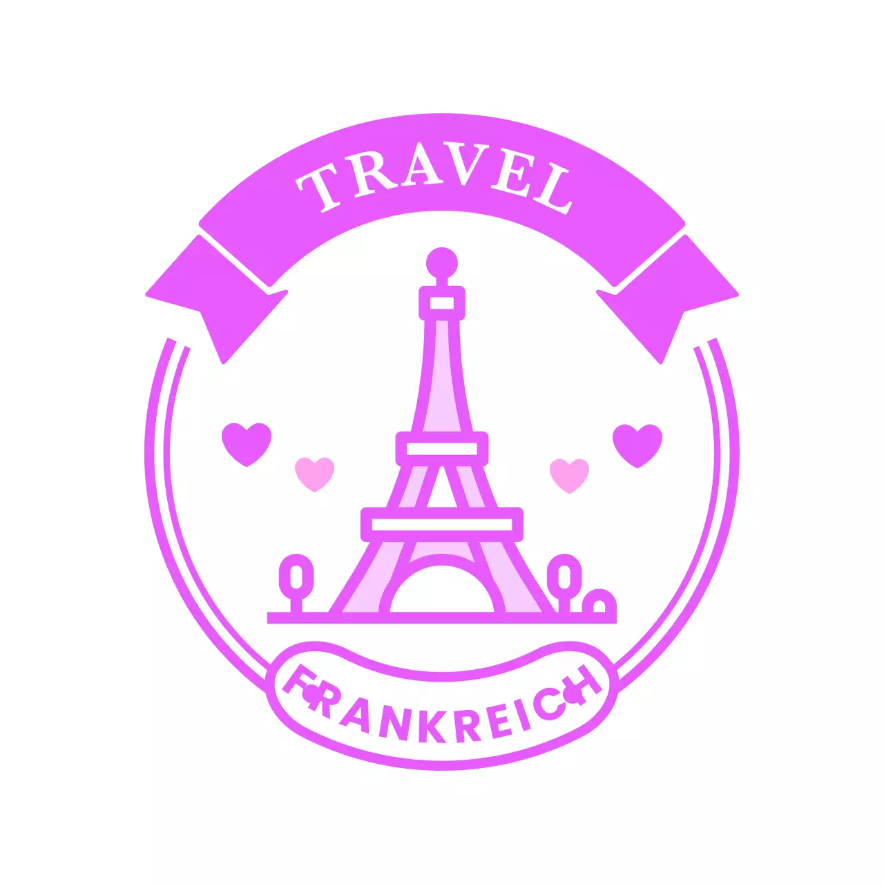 Reisestempel-Logo mit niedlicher Schleife