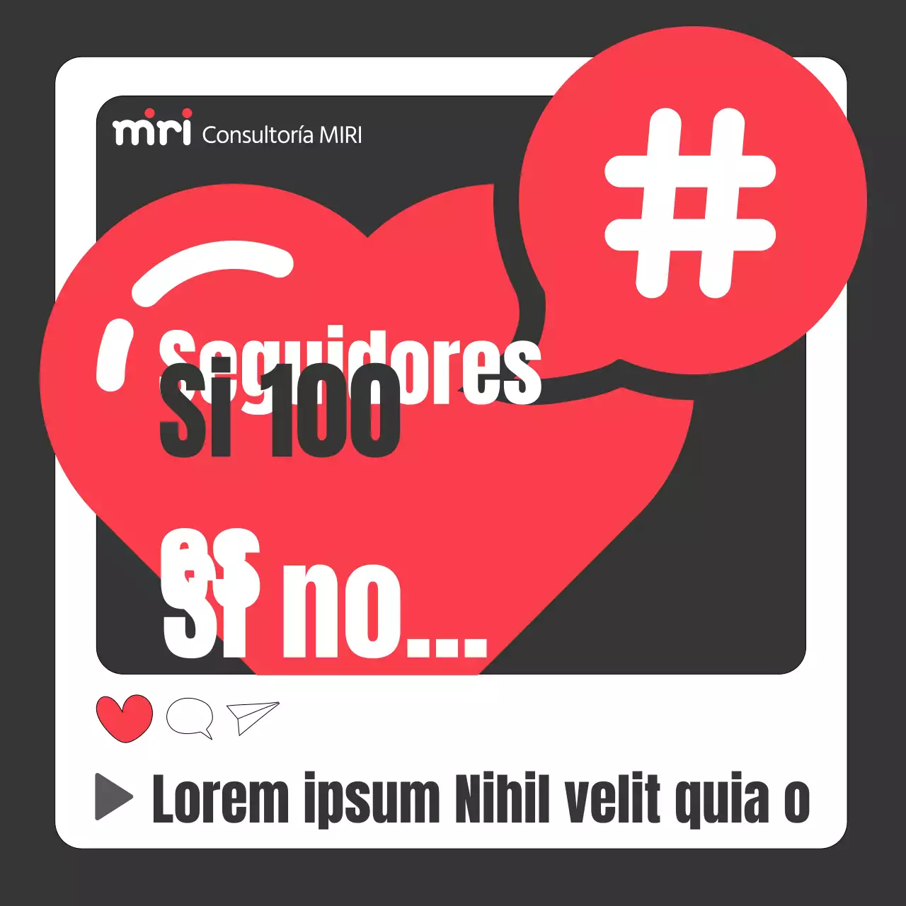 Anuncio pop-art de consultoría en redes sociales en rojo y negro