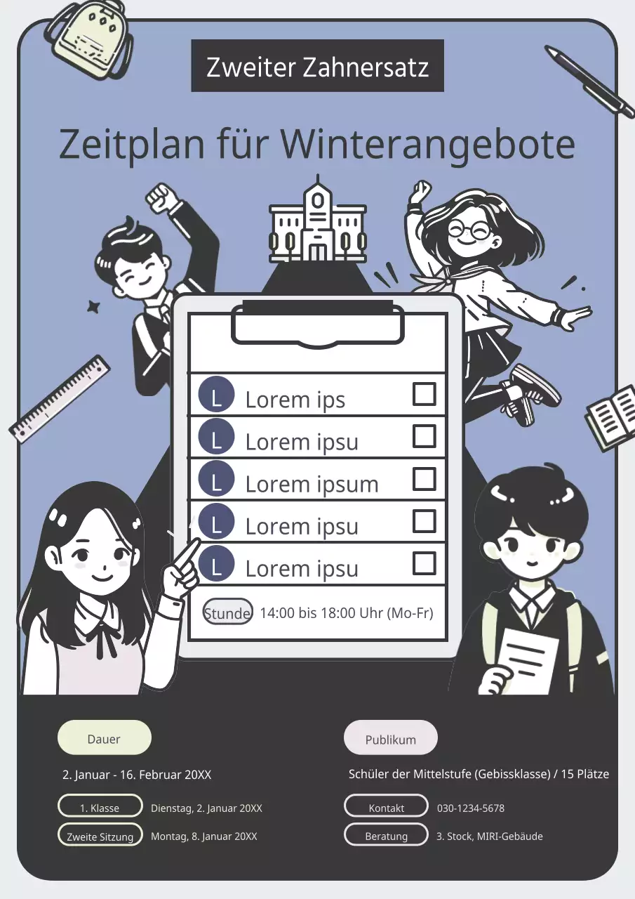 Werben Sie für ein gemütliches Winterferien-Special in Blau und Schwarz