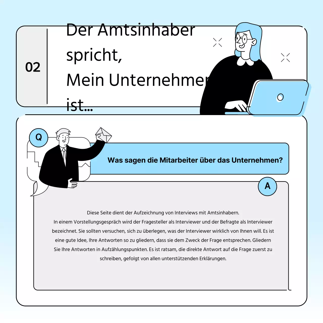 Firmenbrief für ein einfaches Markenbild in Hellblau und Grau
