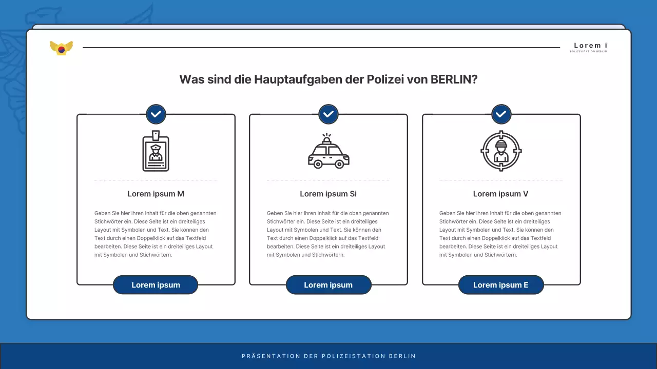 Standard-Newsletter der Polizeidienststelle in Blau und Marineblau