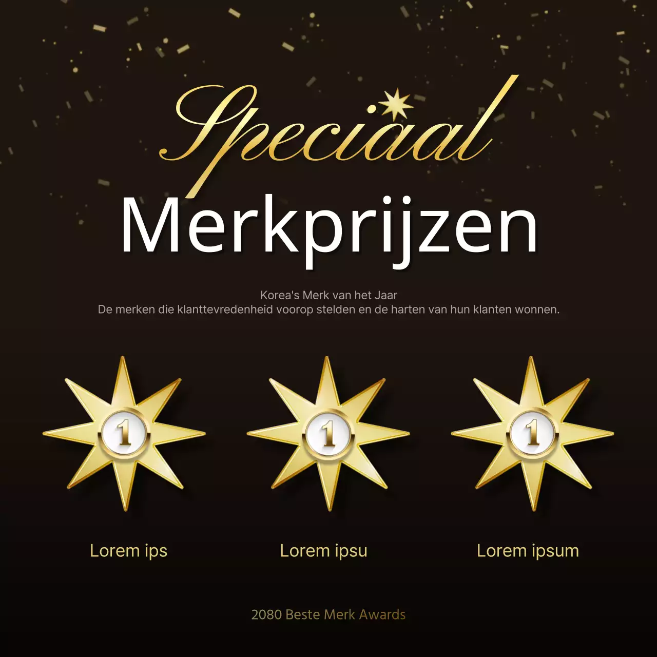 Maak reclame voor een luxueus eindejaarsevenement voor merkprijzen in bruin en goud