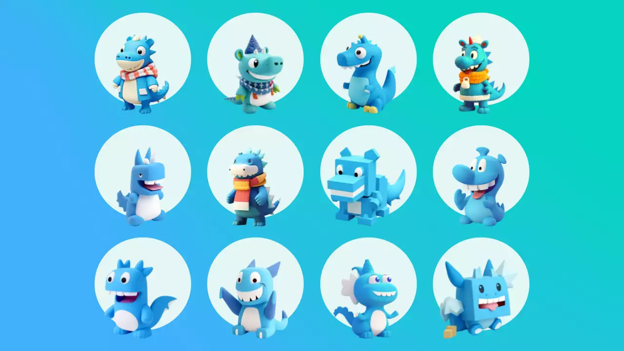 Cute blue dragon characters