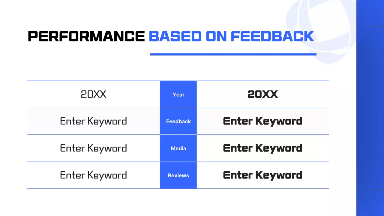 A simple year-end performance report in blue