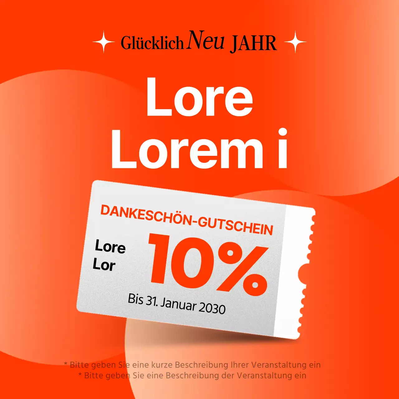 Werben Sie für eine Marketingvorlage für das neue Jahr in Orange und Minze