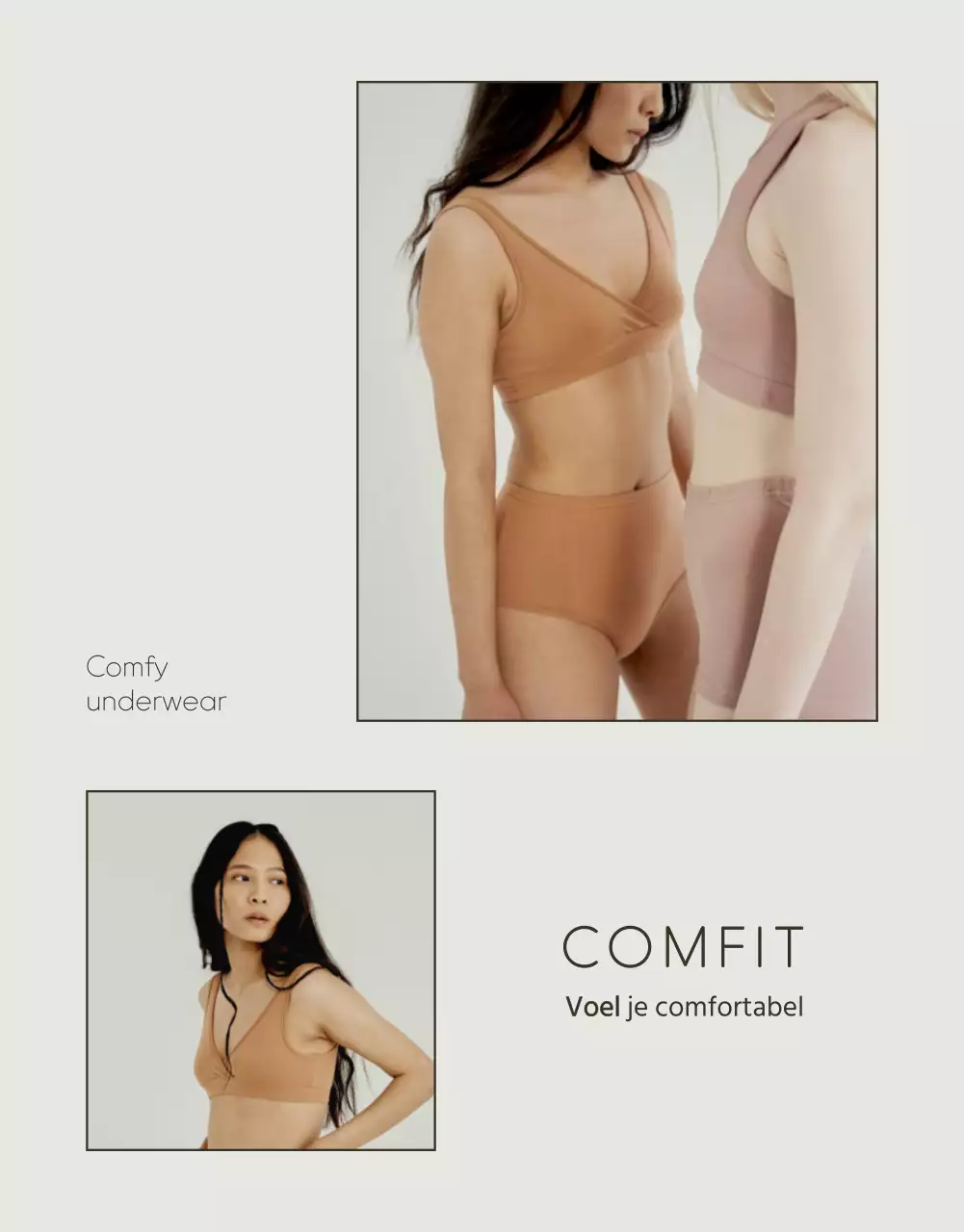 Eenvoudige ondergoedadvertentie in wit en chartreuse