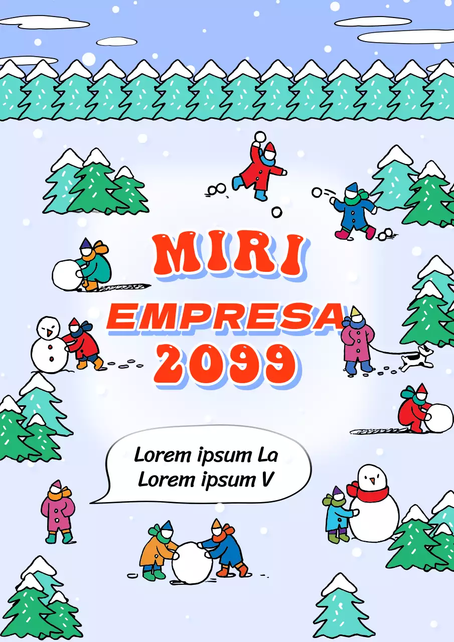Cartão de felicitações com uma ilustração de inverno em azul claro