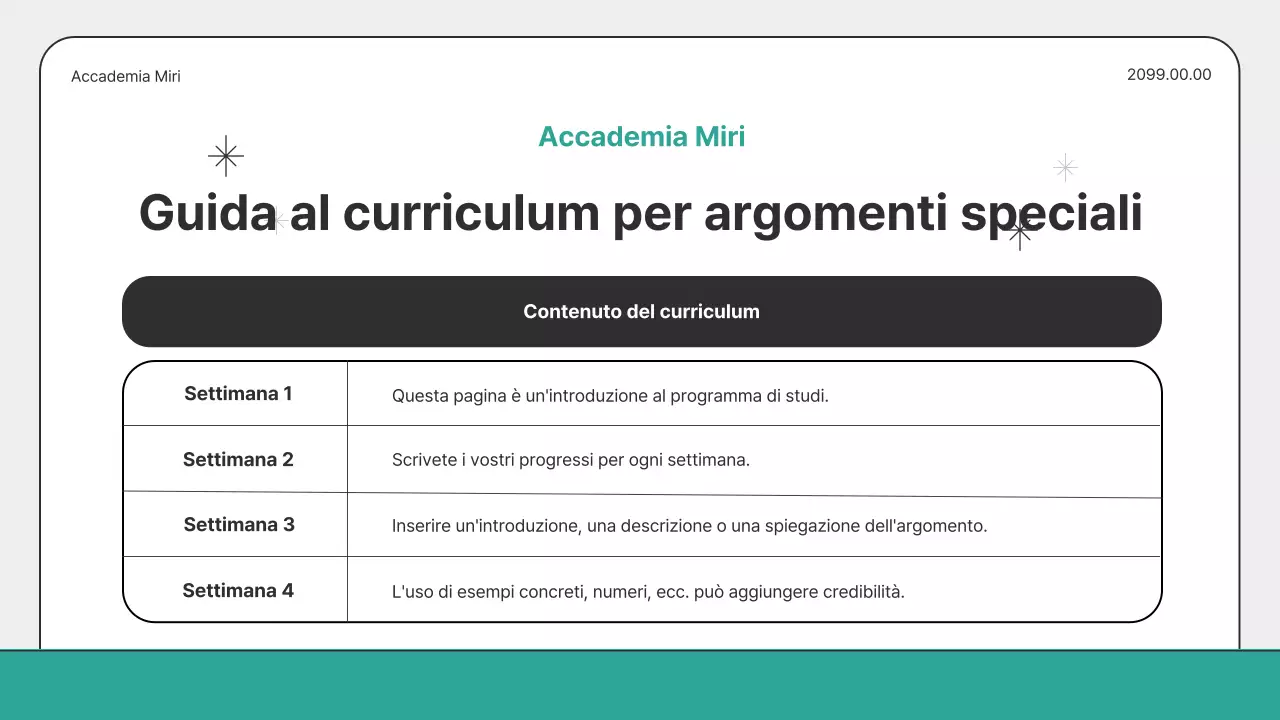 Guida al corso intensivo per le vacanze scolastiche di colore grigio e menta