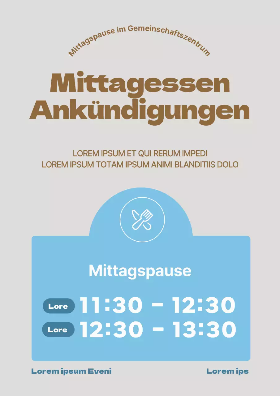 Ein einfacher Lunch-Guide in Braun und Hellblau