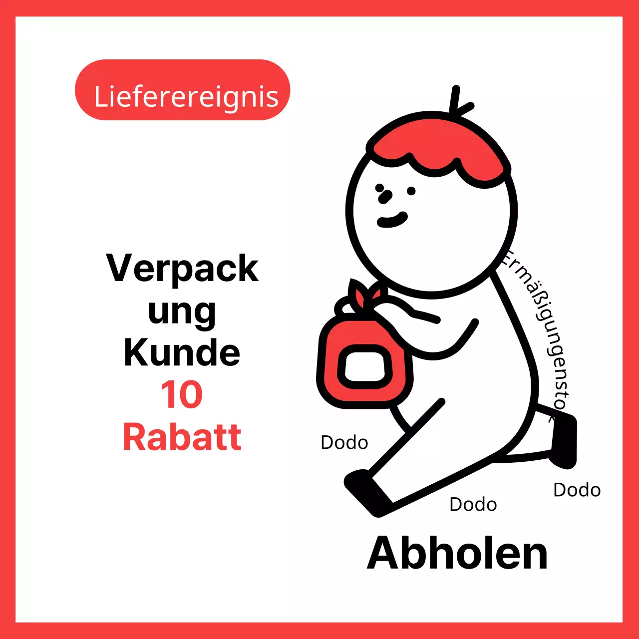 Einfache Verpackung in Rot und WeißWerben Sie für eine Kundenrabattaktion