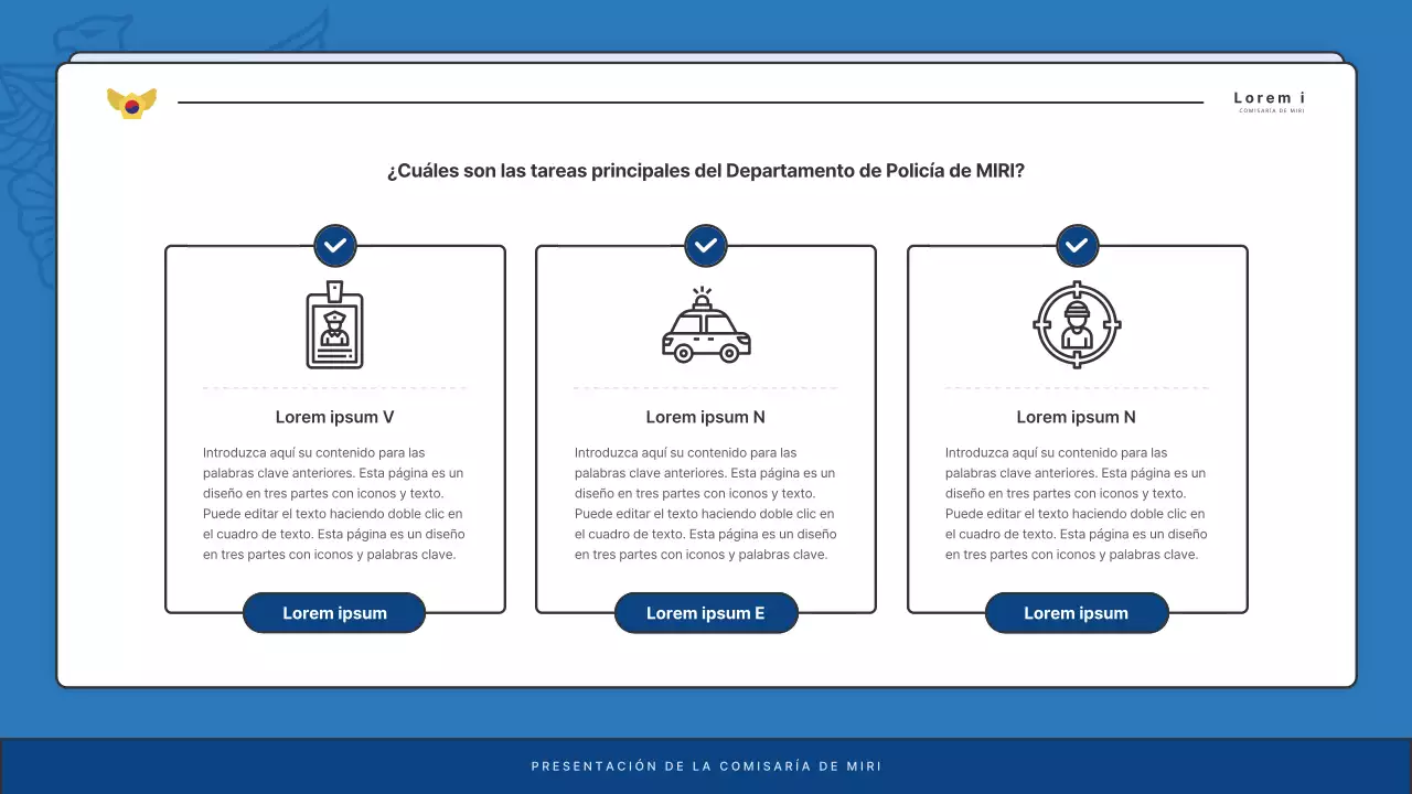 Anuncios por defecto del boletín de la comisaría de policía en azul y azul marino