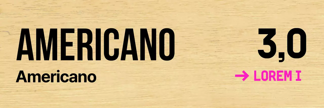 Caffè con scritte nere e accenti rosa.