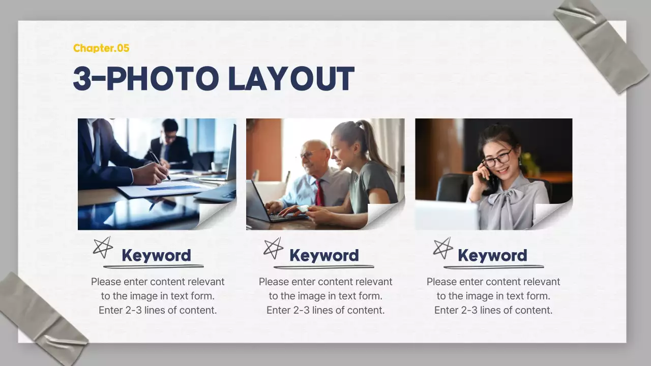 A gray and navy blue business organizer presentation