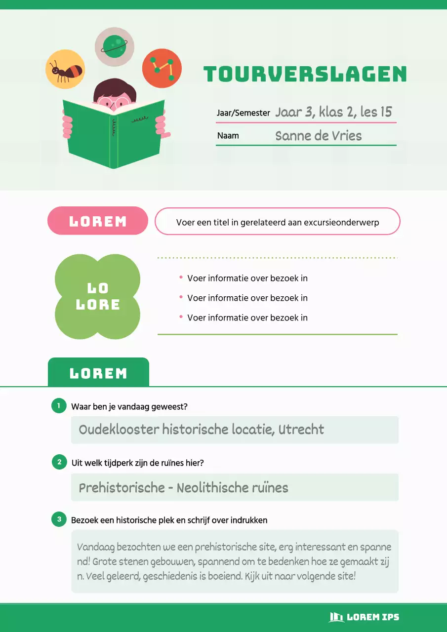 Een schattig excursieverslag in groen en roze