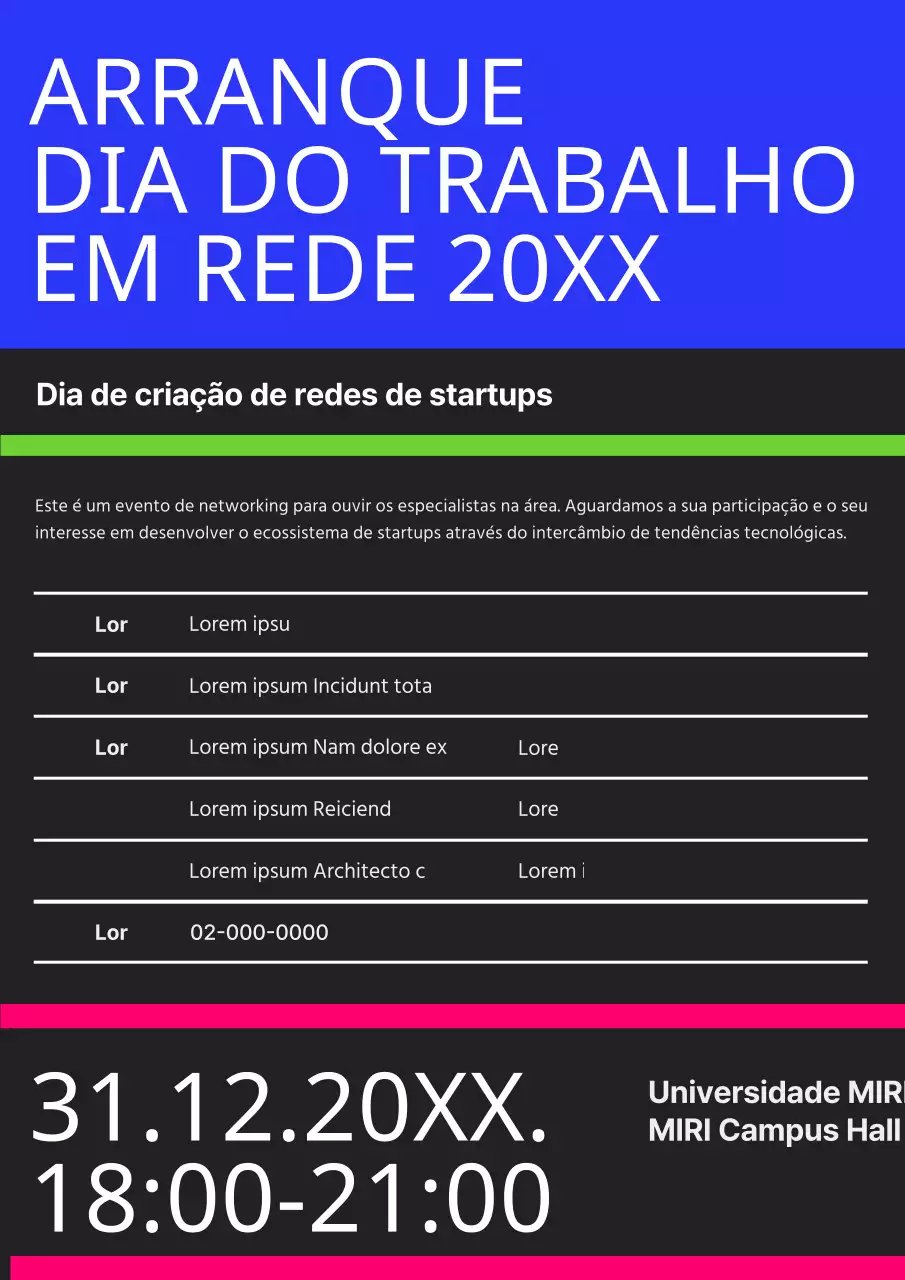 Promover eventos de networking de startups na moda em azul e preto