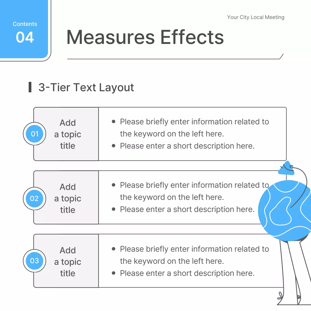 A simple white and light blue meeting guide