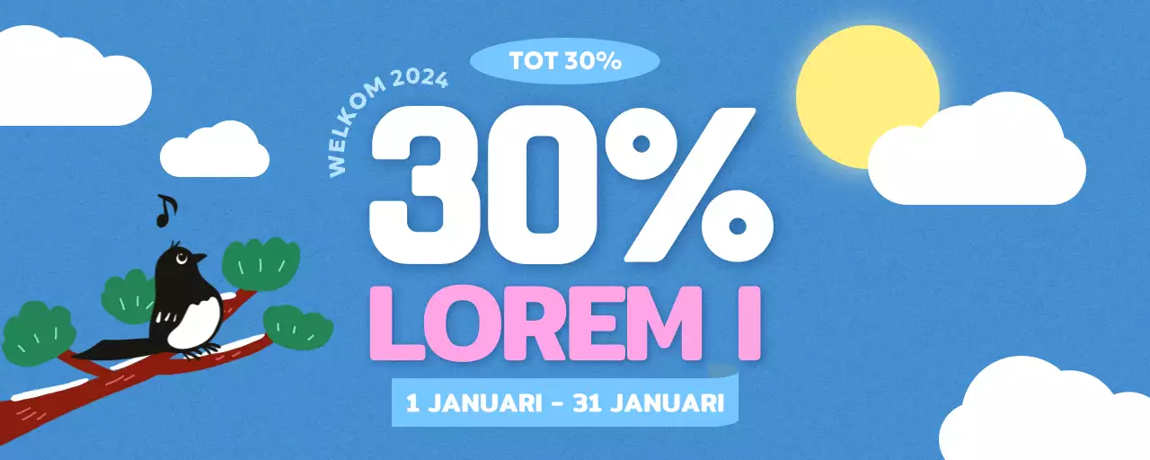 Aankondiging verkoop blauwe nieuwjaarsillustratie