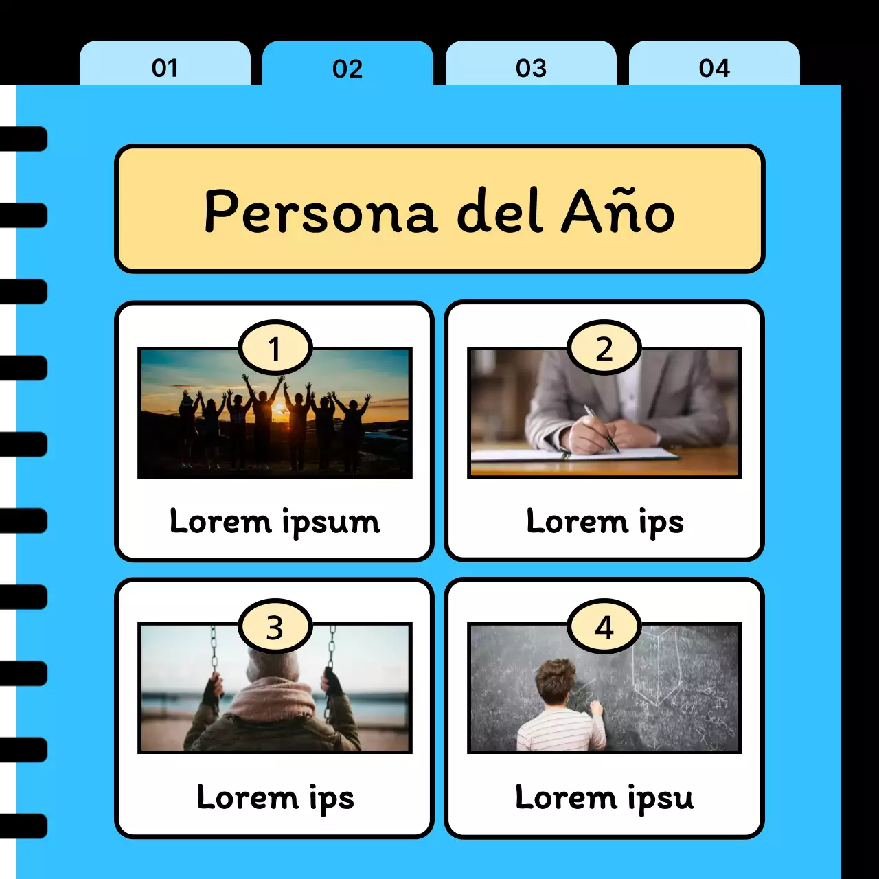 Un post kitsch de preguntas y respuestas en azul celeste y Año Nuevo