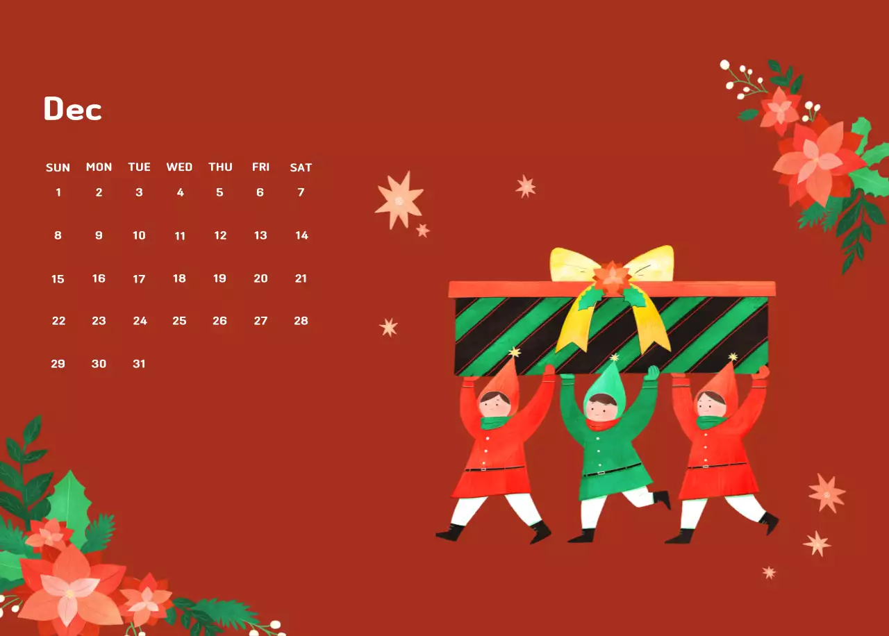 New Year's calendar with a warm, illustrated feel
