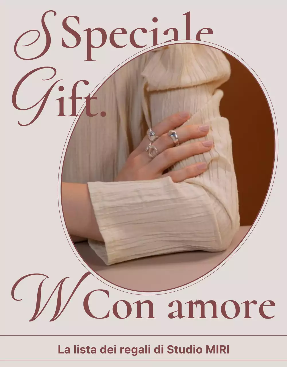 Un annuncio che vende un lookbook di accessori di gioielleria di tendenza in rosa e marrone.