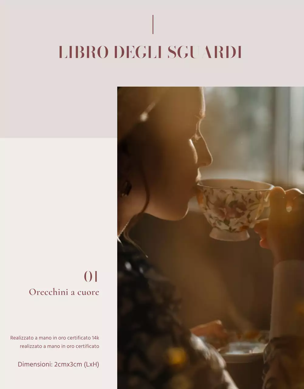 Un annuncio che vende un lookbook di accessori di gioielleria di tendenza in rosa e marrone.