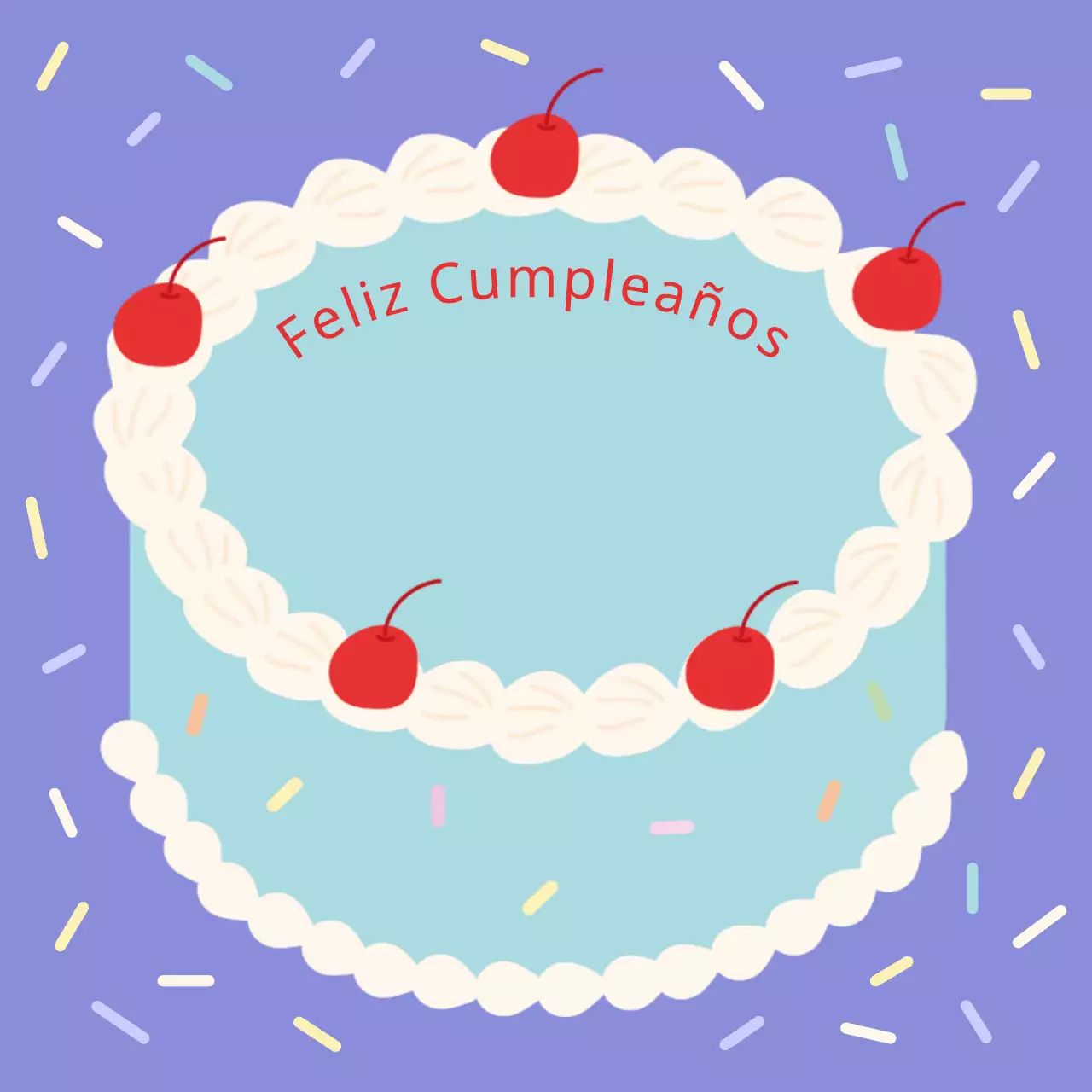 Una bonita nota de feliz cumpleaños en lavanda y rojo