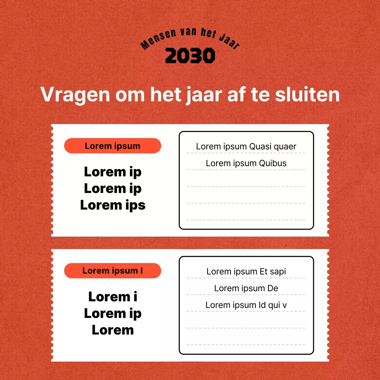 Een eenvoudige eindejaarspost in oranje en zwart