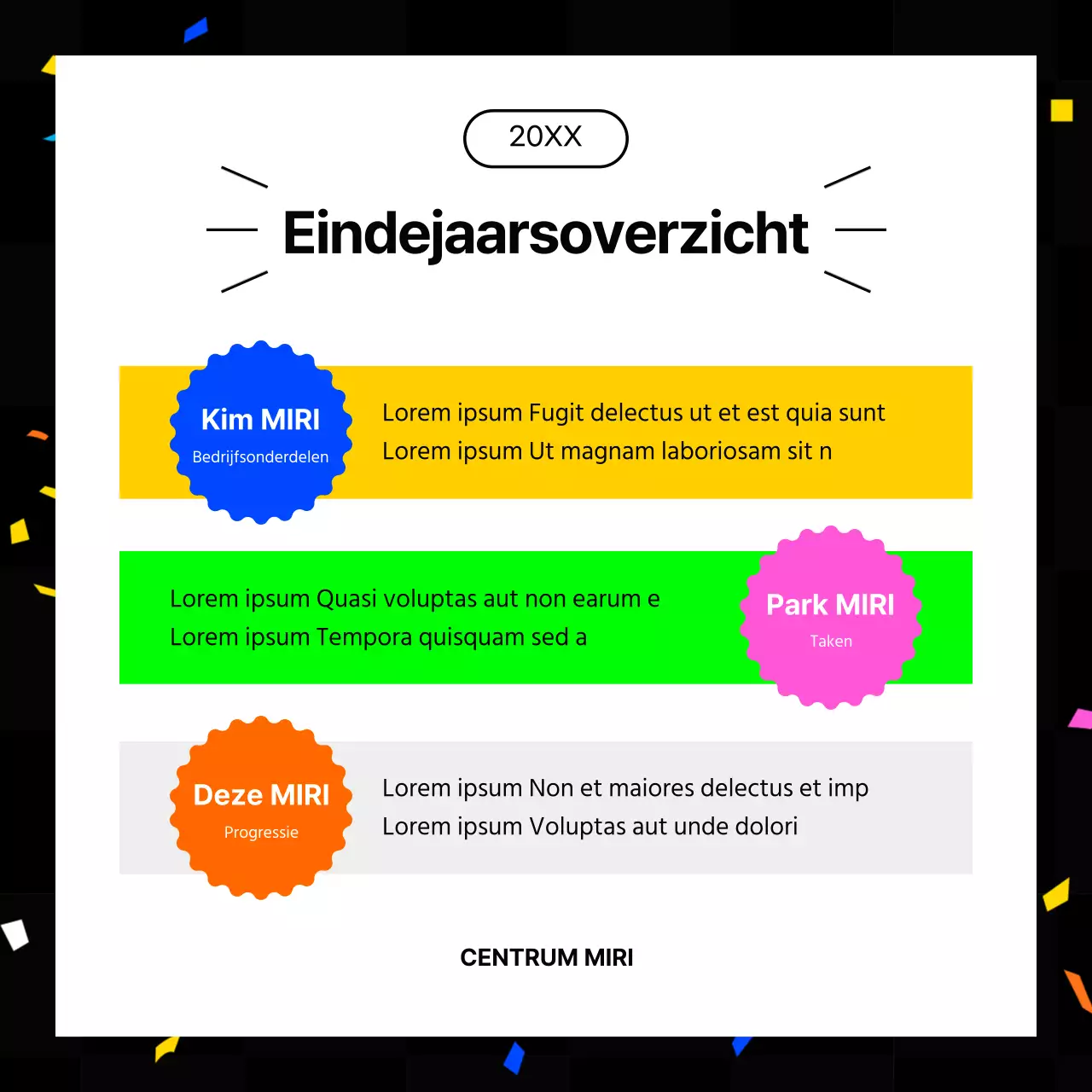 Kitscherige eindejaarsrapporten in hot pink en fluorescerende kleuren