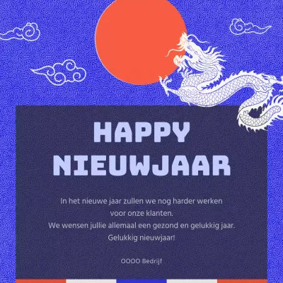 Oosterse nieuwjaarswensen in blauw en rood
