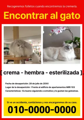Postes básicos rojos y amarillos para mascotas desaparecidas