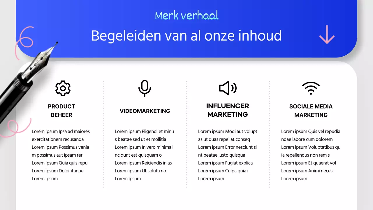 Een moderne sollicitatiebrief voor storytellingbedrijven in blauw en roze