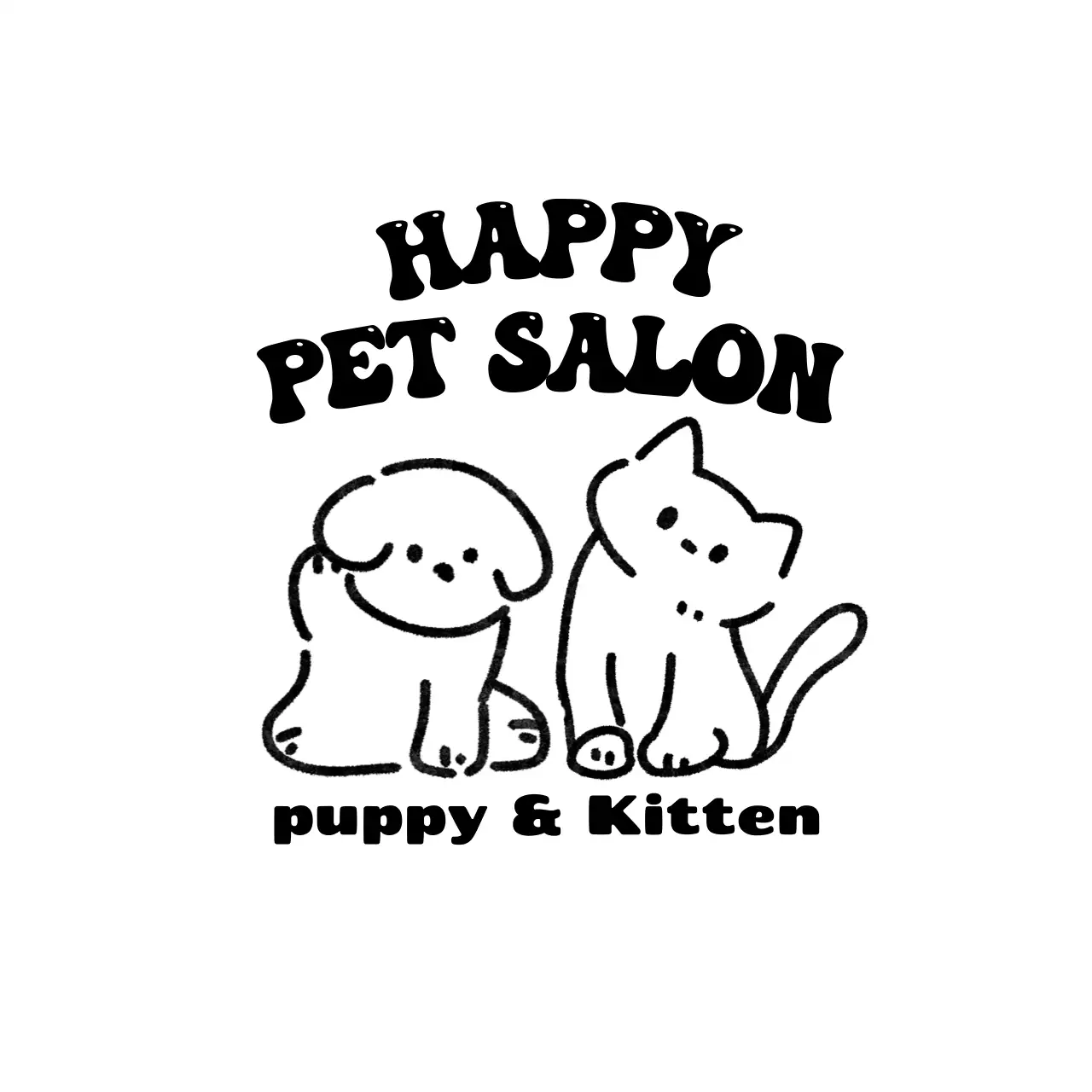 かわいいドローイングイラストのペットグルーミングショップ