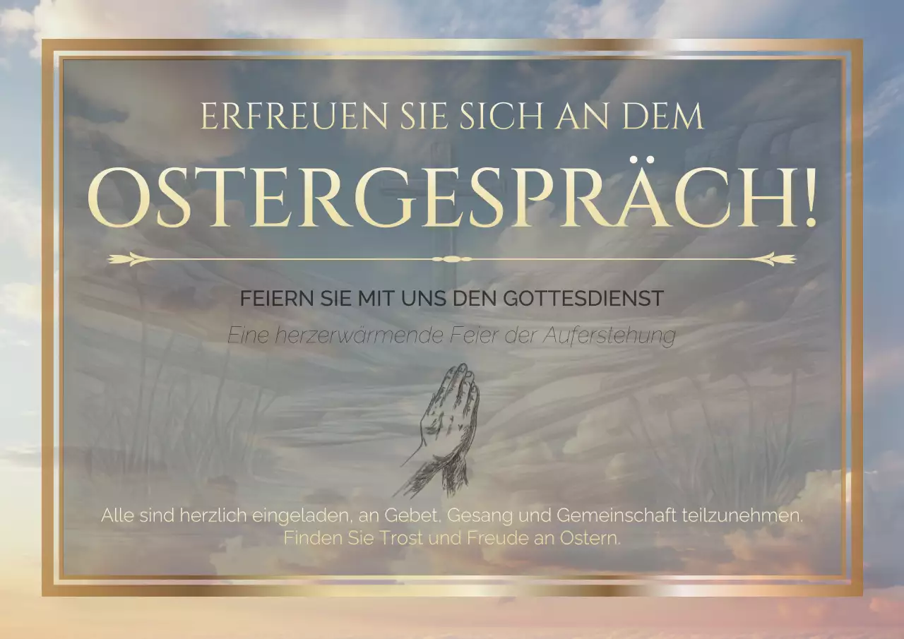 Gold und Himmelblau Klassische Ostermesse Einladung