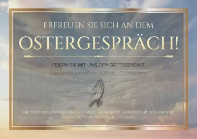 Gold und Himmelblau Klassische Ostermesse Einladung