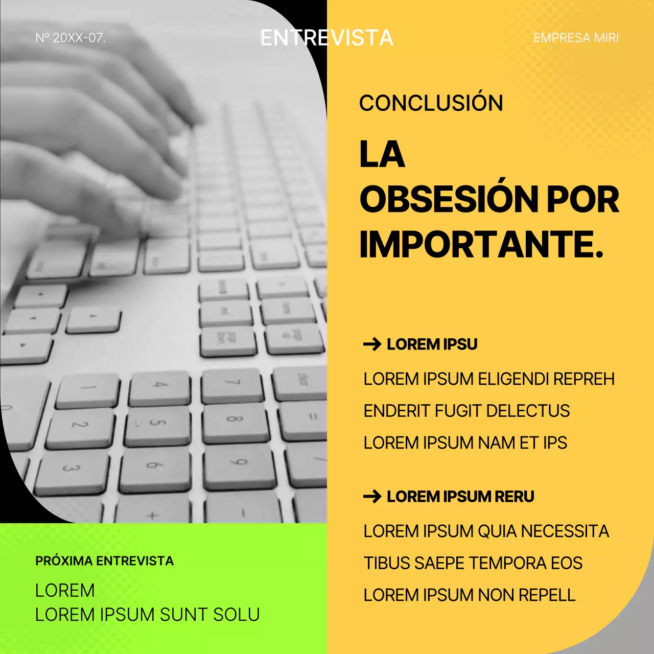 Puesto de entrevista de trabajo geométrico fluorescente y amarillo