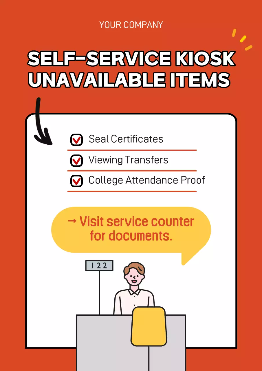 Orange Simple Kiosk Notice Poster