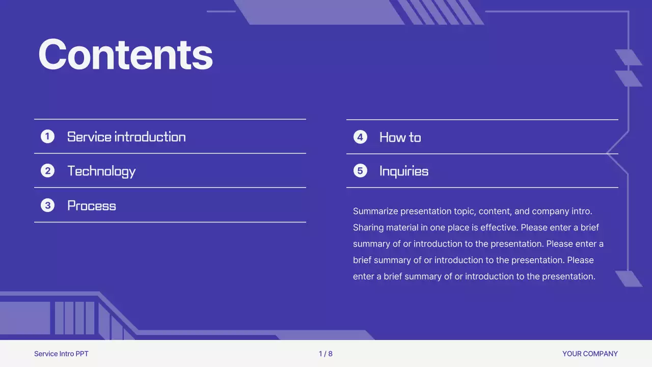 블루 모던 서비스 프레젠테이션