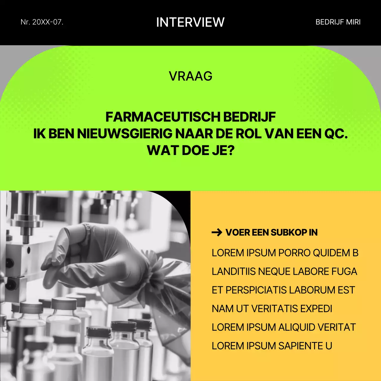Fluorescerende en gele geometrische sollicitatiepost