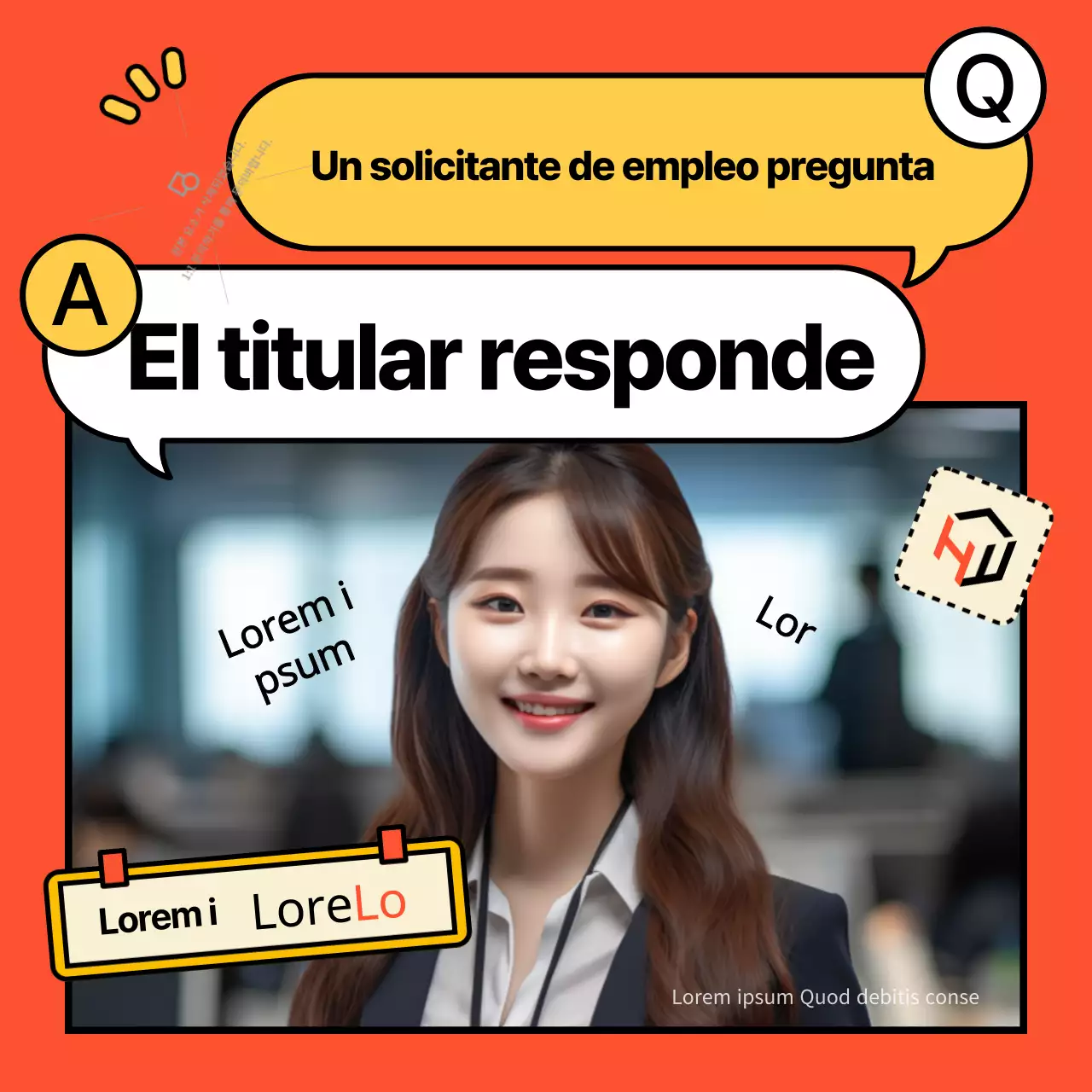 Promocione ofertas de empleo con sencillos bocadillos de color naranja