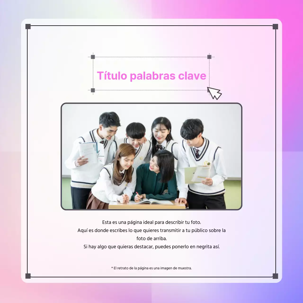 Sobre la plantilla kitsch morada y rosa