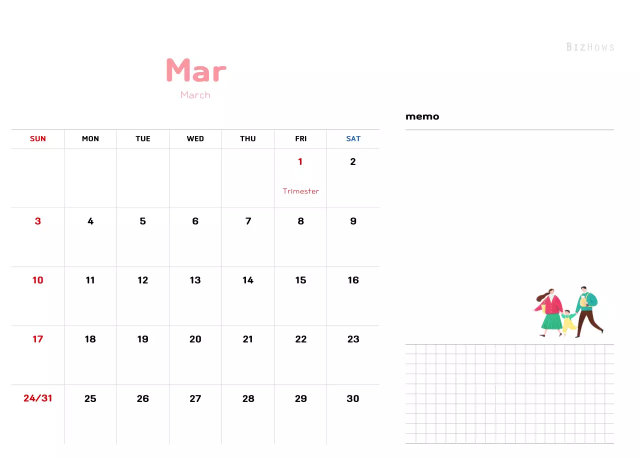 New Year's calendar with a warm, illustrated feel