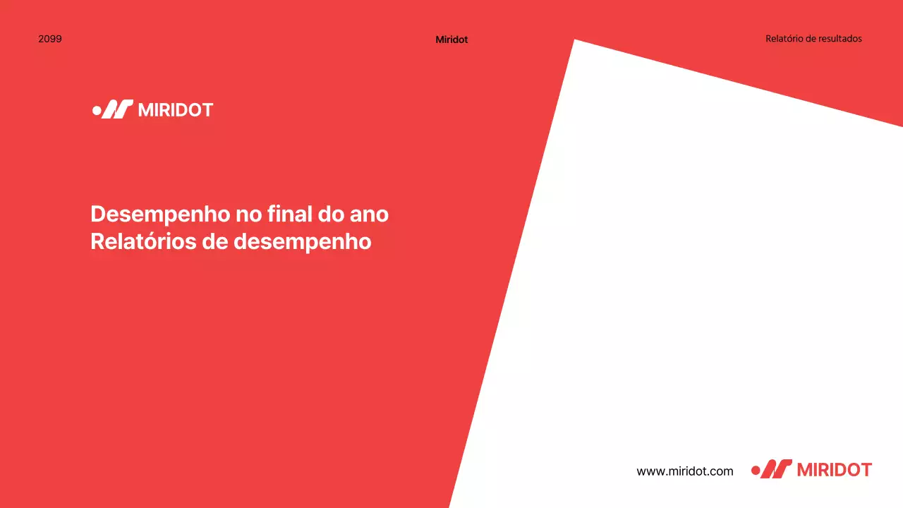 Relatório de desempenho simples de fim de ano com acentos vermelhos
