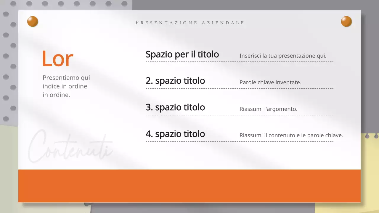 Un'introduzione con uno sfondo semplice di arancione e grigio