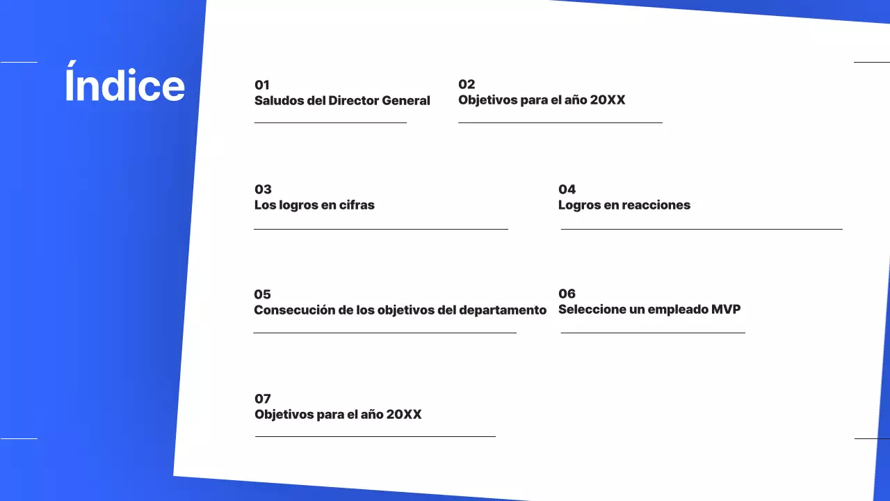 Un sencillo informe de resultados de fin de año en azul