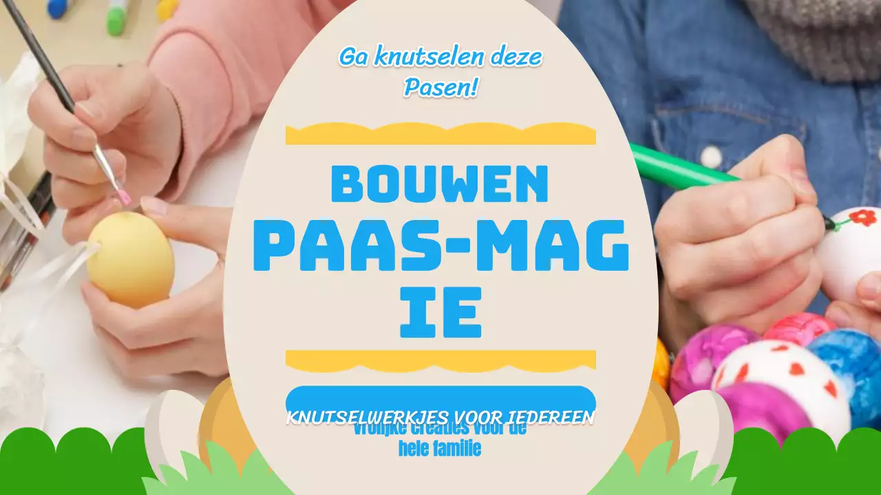 Blauw met gele kitscherige DIY paaseierengids