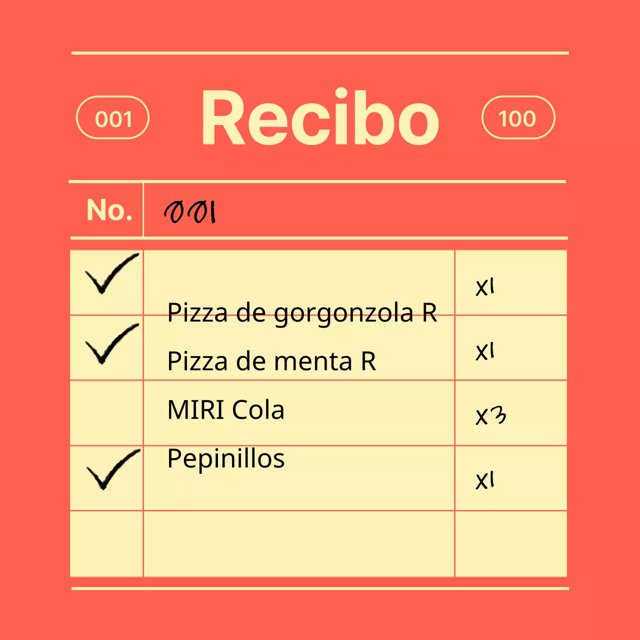 Blocs de notas naranja y amarillo de moda para recibos de restaurante